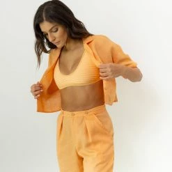 Revel Rey women Nina Top-Peach Linen