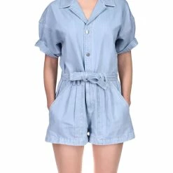 DL1961 Tyra Womens Denim Button Romper