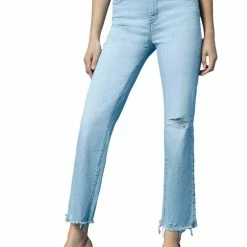 DL1961 Patti Womens High Rise Distressed Straight Leg Jeans