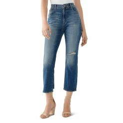 DL1961 Jerry Womens Denim Distressed Straight Leg Jeans