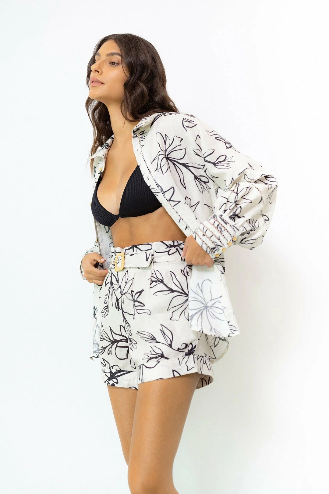 Revel Rey women Sasha Shirt-Noir Floral Linen 5 Revel Rey women Sasha Shirt-Noir Floral Linen - Image 5