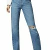 DL1961 Emilie Womens Distressed Button Fly Straight Leg Jeans
