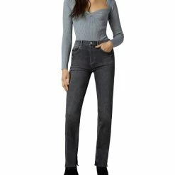 DL1961 Patti Womens Raw Hem High Rise Straight Leg Jeans